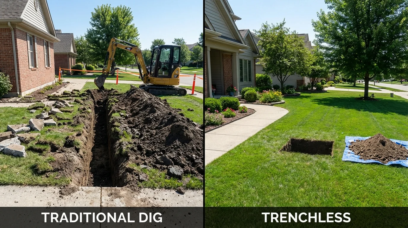 Trenchless sewer repair with minimal yard damage versus traditional excavation in Monterey, CA